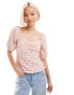 Фото #2 товара Lipsy sweetheart neckline woven top in pink gingham