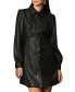 Фото #4 товара Women's Faux-Leather Collared Shirtdress