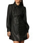 ფოტო #4 პროდუქტის Women's Faux-Leather Collared Shirtdress