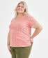Plus Size Short-Sleeve Scoop Neck Printed Top, Created for Macy's