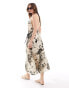 Mango snake print halterneck pleated midi dress in grey grau, M - EU 38 - фото #4