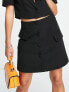 Фото #1 товара Extro & Vert button front mini skirt with pocket detail in black co-ord