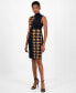 Women's Houndstooth Mock Neck Sleeveless Dress