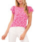 Women's Ruffle Sleeve Floral-Printed Knit Top