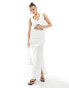 Фото #1 товара Kaiia textured ruched side split maxi skirt co-ord in white