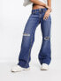 Hollister – Weite Vintage-Jeans in mittelblauer Waschung mit niedrigem Bund