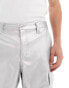 ASOS DESIGN wide leg parachute cargos trousers in silver