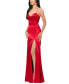 Juniors' Draped Lace-Up Satin Gown