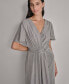 ფოტო #5 პროდუქტის Women's Metallic Pleated Belted Flutter-Sleeve Gown