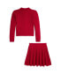 ფოტო #3 პროდუქტის Big Girls Cotton Polo Cardigan Skirt Set