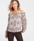 Фото #1 товара Women's Long-Sleeve Off-The-Shoulder Blouse, Created for Macy's