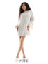 Фото #1 товара Jaded Rose Petite long sleeve sequin cowl back mini dress in silver