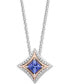 Tanzanite (1/3 ct. t.w.) & Diamond (1/10 ct. t.w.) Pendant Necklace in Sterling Silver & 10k Rose Gold, 16" + 2" extender