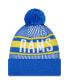 Men's Royal Los Angeles Rams Striped Cuffed Knit Hat with Pom