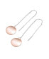 Фото #2 товара Classy Sterling Silver with Round Rose Gold Plated Metals Dangling Earrings.