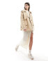 ASOS DESIGN short oversized trench coat in stone Серый, 34 - фото #1