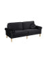 Living Room Sofa, 3-Seater Sofa, With Copper Nail On Arms, Three Pillow, Black