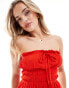 Miss Selfridge cheesecloth bandeau mini sundress in red