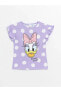 Фото #4 товара LCW baby Bisiklet Yaka Kısa Kollu Daisy Duck Baskılı Kız Bebek Pijama Takımı