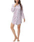Фото #1 товара Women's Long Sleeve Notch Collar Sleepshirt Nightgown