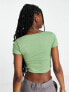 Daisy Street button front 90s crop top in soft khaki