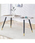 Marble Patterned Stone Dining Table with Black Metal Legs