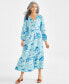 Women's Printed Linen Tiered Midi Dress, Regular & Petite, Created for Macy's