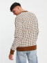 Фото #7 товара New Look relaxed fit puppytooth jumper in brown