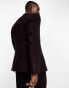 ASOS DESIGN slim wool mix suit jacket in herringbone in burgundy Бордовый, Chest 46 Long - фото #3