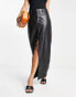 ASOS DESIGN faux leather maxi skirt in black