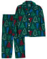 Toddler 2-Piece Christmas Tree Fleece Coat Style Pajamas 5T