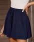 Women's Navy Drawstring Ruffled Wide Leg Shorts