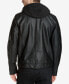 Фото #7 товара Men's Faux-Leather Detachable-Hood Motorcycle Jacket