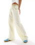 ASOS DESIGN linen blend pull on wide leg trouser in lemon