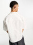 Фото #3 товара COLLUSION boxy revere short sleeve shirt in white