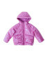 Little Girls Iridescent Shiny Fleece Lined Puffer Coat with Hood