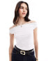 Фото #1 товара ASOS DESIGN bardot lace trim top in white