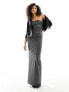 4th & Reckless ruched bandeau maxi dress in grey