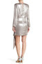 Фото #2 товара Bardot 156368 Women's Shimmer Drape Front Dress Long Sleeve Silver Sz. 8/M US