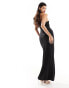 Фото #8 товара Vesper contrast satin bow thigh spilt maxi dress in black