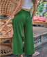 Women's Green Smocked Waist Wide Leg Pants Зеленый, XLARGE - фото #4