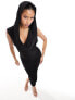 Фото #3 товара Naked Wardrobe ruched bodycon midi dress with hood in black