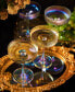 Ripple Ribbed Martini & Champagne Coupe Iridescent Colored Glasses, Set of 4