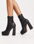 NA-KD platform high heeled boots in black