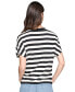 Women's Striped Logo T-Shirt Black & Soft White, M - фото #2