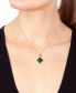 ფოტო #2 პროდუქტის EFFY® Malachite & Diamond (1/8 ct. t.w.) Clover 18" Pendant Necklace in 14k Gold