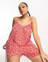 Glamorous Curve lace back strappy smock playsuit in red floral BLÜMCHENMUSTER IN ROT UND WEISS, US 22 - фото #2