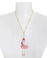 Фото #2 товара Betsey Johnson faux Stone Santa Flamingo Convertible Ornament Necklace