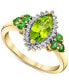 ფოტო #1 პროდუქტის Peridot (1-1/4 ct. t.w.), Tsavorite (5/8 ct. t.w.) & Diamond (1/6 ct. t.w.) Halo Ring in 10k Gold