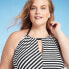 Фото #2 товара Women's Striped High Neck Keyhole Tankini Top - Kona Sol Black 2X